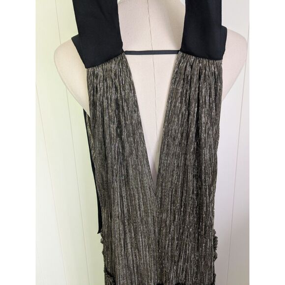 Sabina Musayev Black  & Gold Ray Metallic Dress - Large - Shoulder ties - Picture 9 of 11